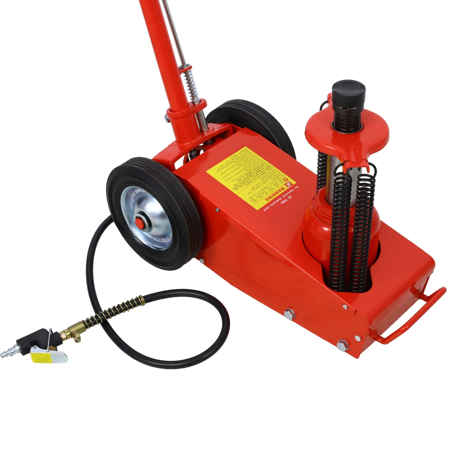 

22 Ton Hydraulic Floor Jack Air-Operated Axle Bottle Jack with Extension Saddle Set Wheels, Red