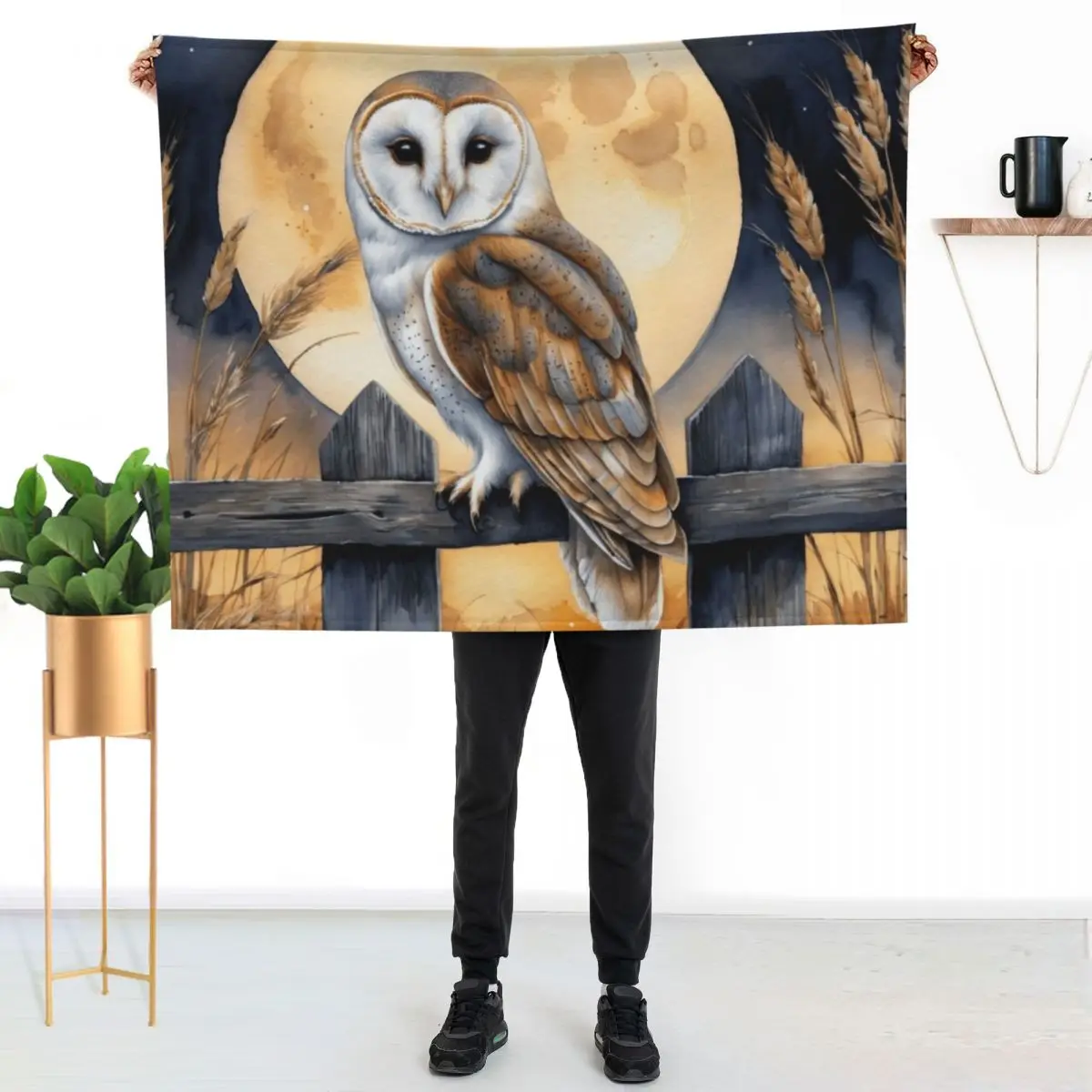 Barn Owl Under Harvest Moon Throw Blanket Quilt bed plaid Summer Beddings Baby sofa bed Thins Blankets