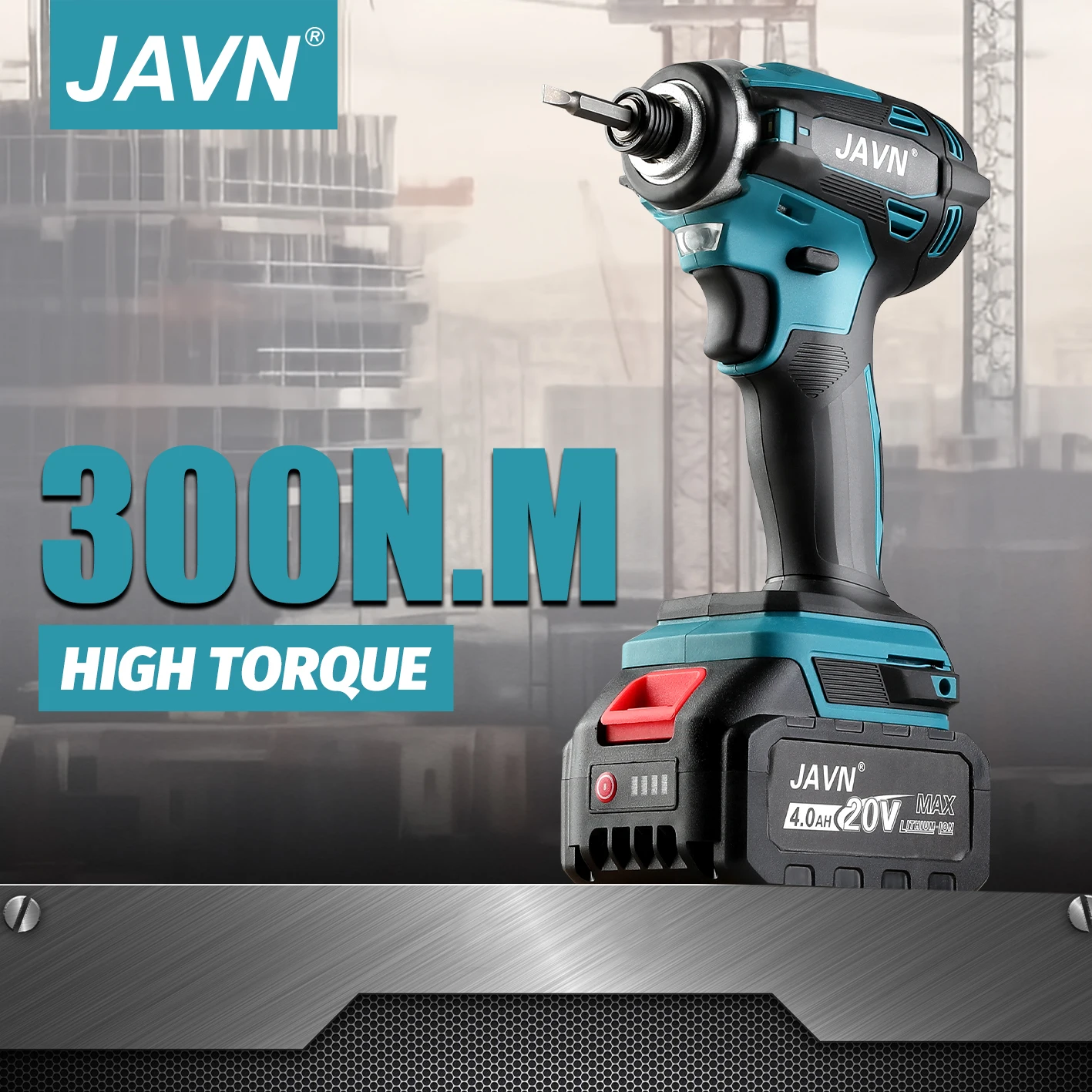

JAVN 300N.m 20V 3 Gears Brushless Screwdriver Electric Drill Cordless Screwdriver Impact Driver Lithium-Ion Battery Power Tool