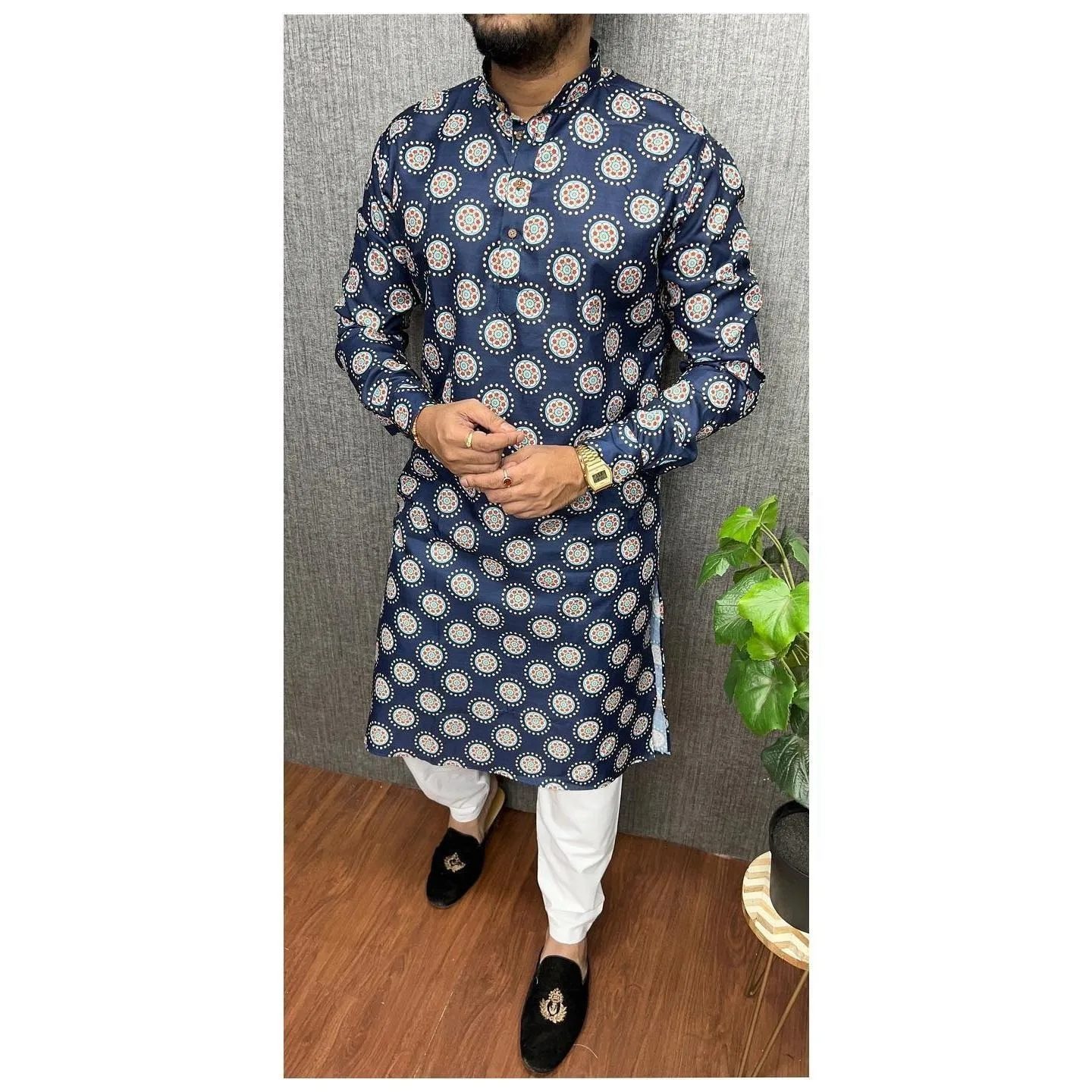 الرجال الرقمية المطبوعة كورتا فاردهة منتظم صالح اليوسفي 2026 طوق طويل مناسب لجميع المناسبات مثل الزفاف هاري رايا Aidilfitri #1