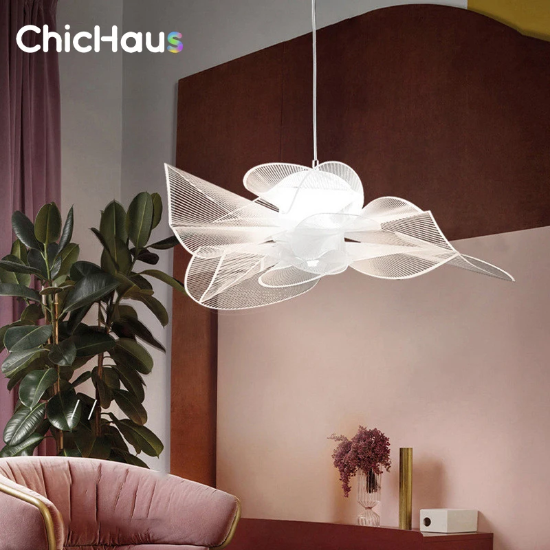 Nordic Acrylic Petal Led Ceiling Chandeliers Bedroom French Flower Ceiling Lights Art Decor Indoor Lighting Luminarias Lamparas