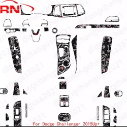 For Dodge Challenger 2015Up+ Refit Forged Carbon Car Interior Dashboard Center Gear Shift Trim Set Accessories Stickers