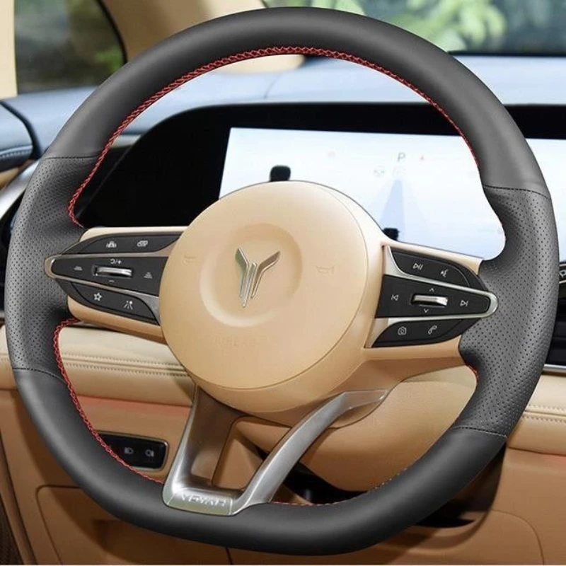 

For VOYAH Dream 2022 Hand Sewing Non-slip Leather Car Steering Wheel Cover Leather Fully Enclosed Grips Accedorios Para Auto