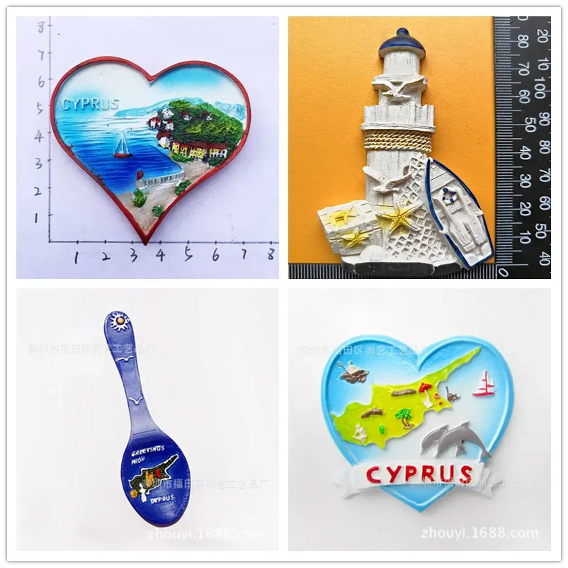 Europe Tourism Fridge Magnet Souvenir Cyprus Creative Heart-shaped Sea View 3d Magnet Fridge Kitchen Accessories Decoration Home