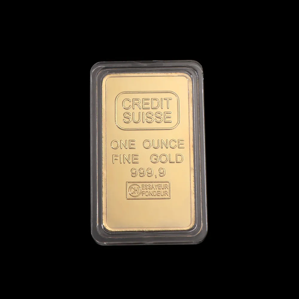 Decoration Coins Fine Gold Gold Plated Bullion Bar Modern Funny Suisse Gold bar Replica Commemorative Coin Home