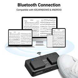 LEKATO Rechargeable Page Turner Pedal, 48H Battery & Type-C, Stable Bluetooth Foot Switch for Tablets/iPads, 7 Modes