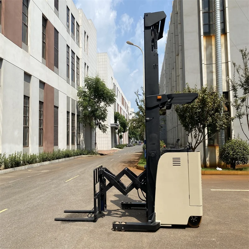 1.6T 1600KG Fork Scissor Type  Lead-Acid 6500mm Electric Battery Reach Stacker Truck with Double Scissor Lift view 5