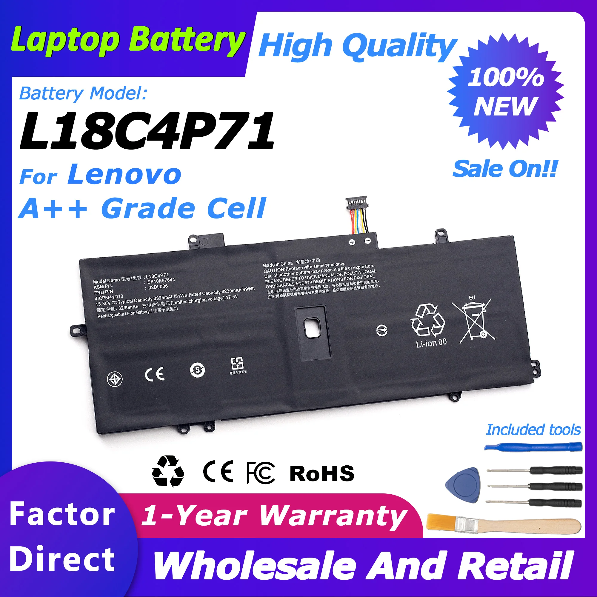 

L18C4P71 New L18L4P71 Battery for Lenovo ThinkPad X1 Carbon 7th GEN 2019 Laptop battery 3325mah