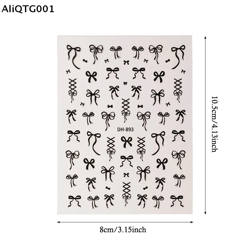 Kawaii Bow Tie Nail Stickers 1 Sheet Self-Adhesive Ribbon & Bowknot Nail Art Decals for DIY Manicure Decor