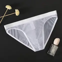 3D Sexy Men's Underwear Ice Silk Men Briefs Sexy Shorts Calzoncillos Hombre Transparent U Convex Ultra-thin Panties