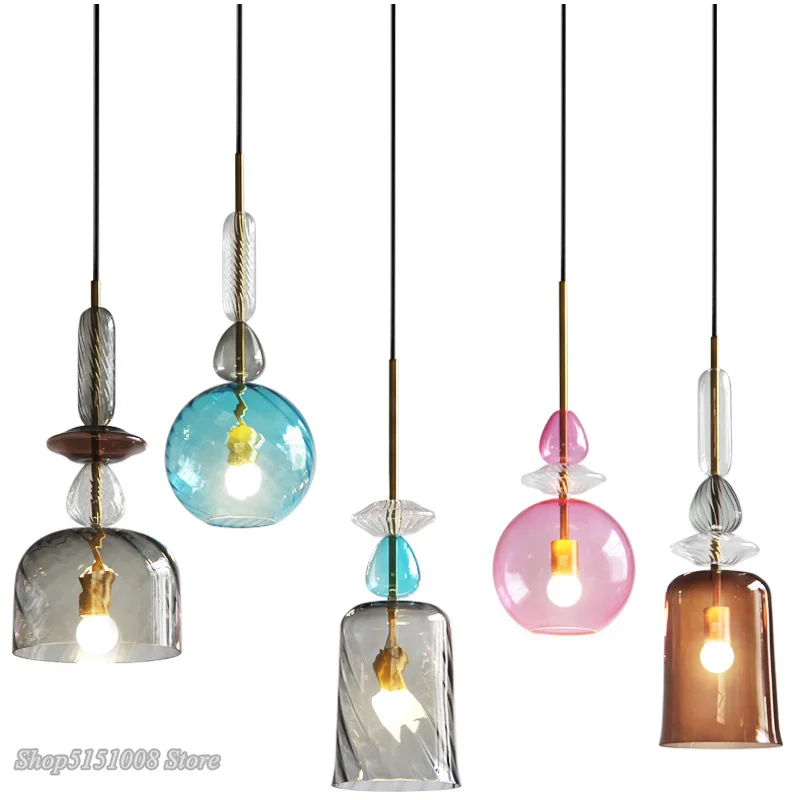 Imagem -06 - Modern Color Candy Pendant Lights Nordic Creative Glass Hang Lamp para Sala de Estar Restaurante Café Iluminação Doméstica Luminárias de Cozinha