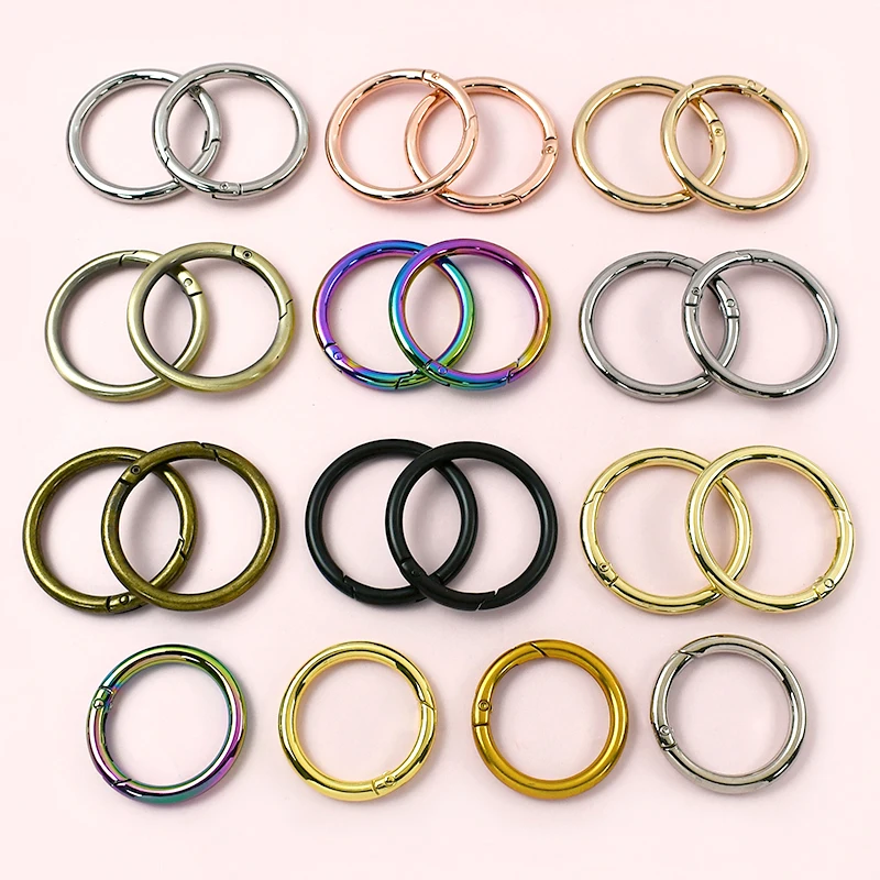 

10Pcs 10-50mm Openable Carabiner Rings Bag Strap Metal O Ring Buckle Keychain Round Spring Snap Hook DIY Jewelry Accessories