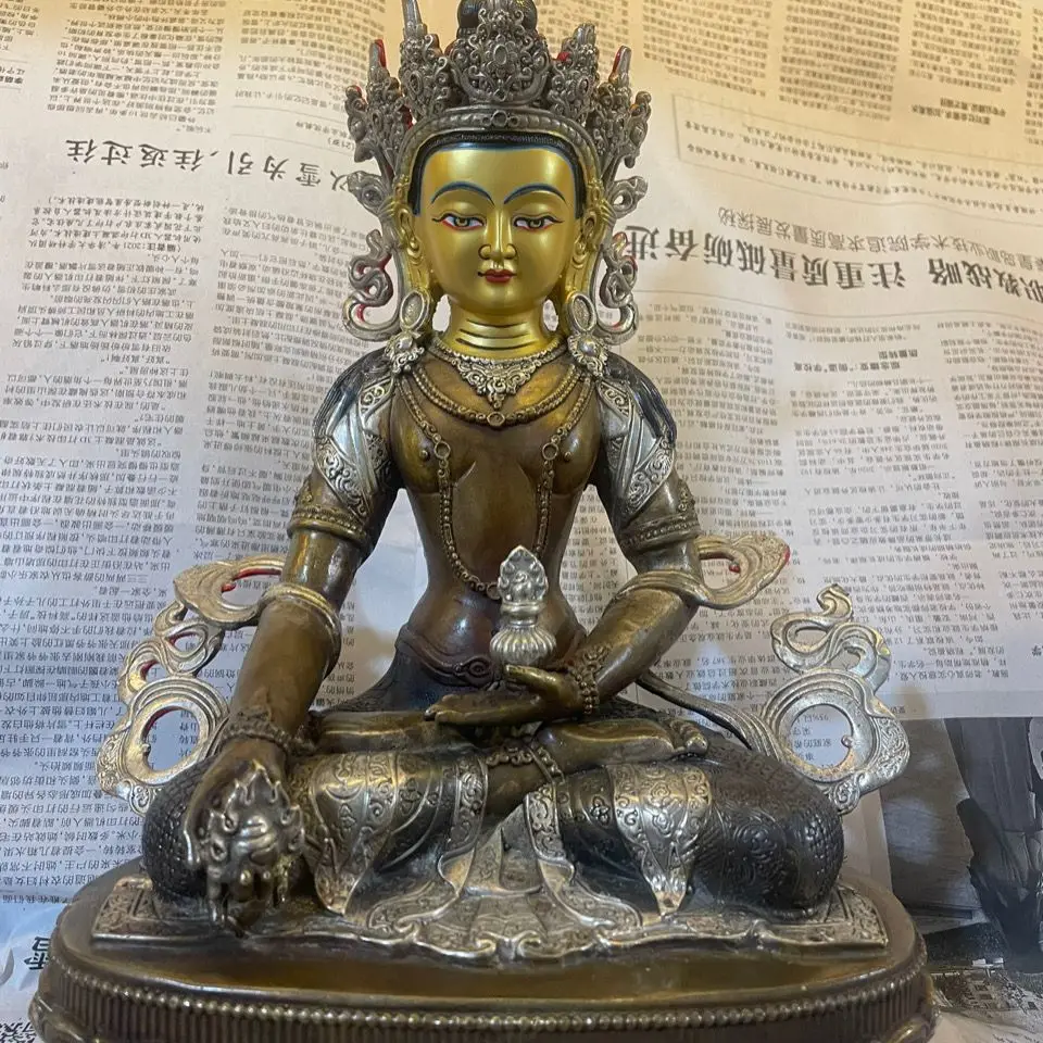 Jizang Bodhisattva height 30 cm Tibetan Buddha statue tantra pure copper slipping silver, home offering ornament pure copper