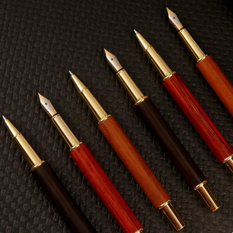 1-Piece Solid Wood Fountain Pen for Students, High-Quality Signature Pen for Office Use, Won'T Scratch Paper, High-End Luxury Pen, Pressure-Resistant and Drop-Resistant, Elegant Business Style