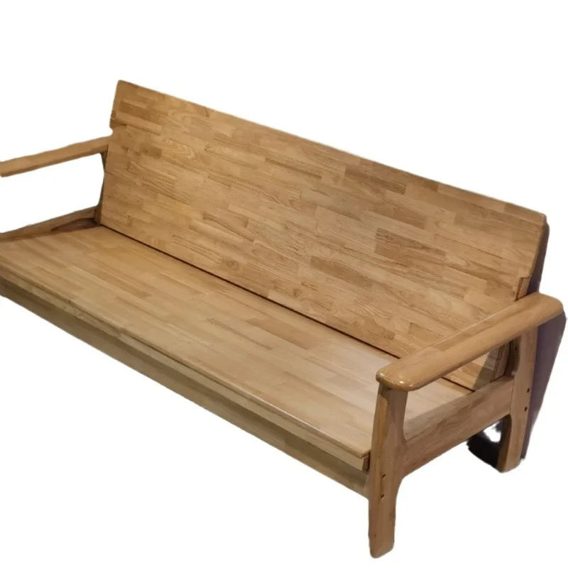 

All solid wood sofa bed foldable dual-purpose sofa living room rubber wood sofa