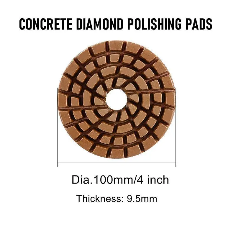 7PCS 100mm/4inch Thickened Diamond Floor Polishing Pad Resin Bond Diamond Concrete Sanding Discs for Terrazzo Stone Renew Pads