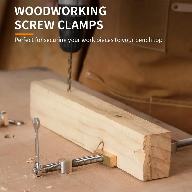 

2Pack Bench Dog Clamp 3/4Inch Dog Hole Clamp With 4 Pack Bench Dog Stainless Steel Brass Woodworking Tools 19Mm