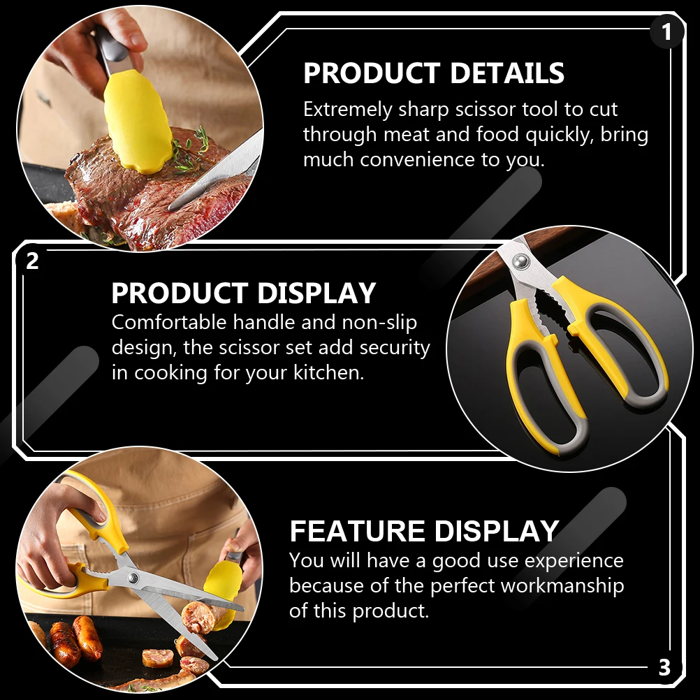 

1 set Food Tongs Barbecue Scissors Meat Steel Grill Kit Multi function Kitchen BBQ Vegetable Tool Set Practical
