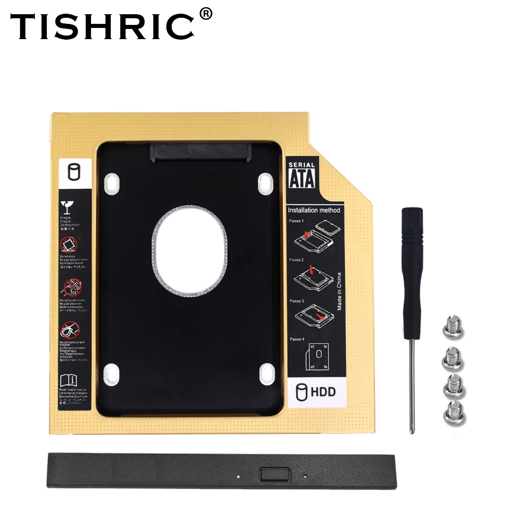 TISHRIC อลูมิเนียม 2nd ฮาร์ดดิสก์แคดดี้ 9.5 มม.12.7 มม.SATA 3.0 ฮาร์ดดิสก์ไดรฟ์กล่อง Optibay 2.5 SSD 2TB สําหรับแล็ปท็อป CD-ROM