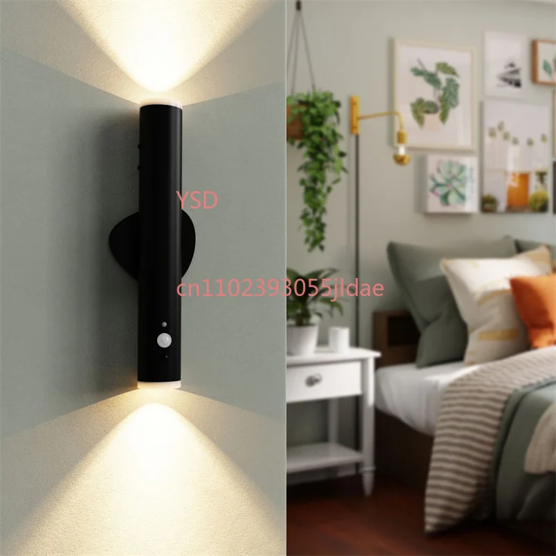 Rechargeable PIR Motion Sensor Wall Lamp Magnetic Wireless Battery Powered Wall Sconce With Remote Control For Bedroom Stairs