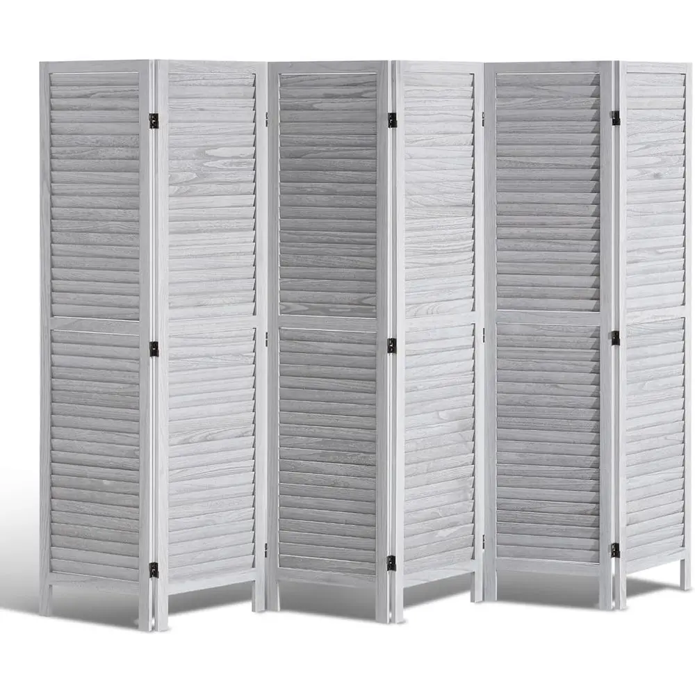 

Деревянная ширма-перегородка, 6-панельная складная ширма для уединения, высотой 66,9 дюймов, деревянная перегородка с жалюзи для помещений, портативная декоративная ширма, или...