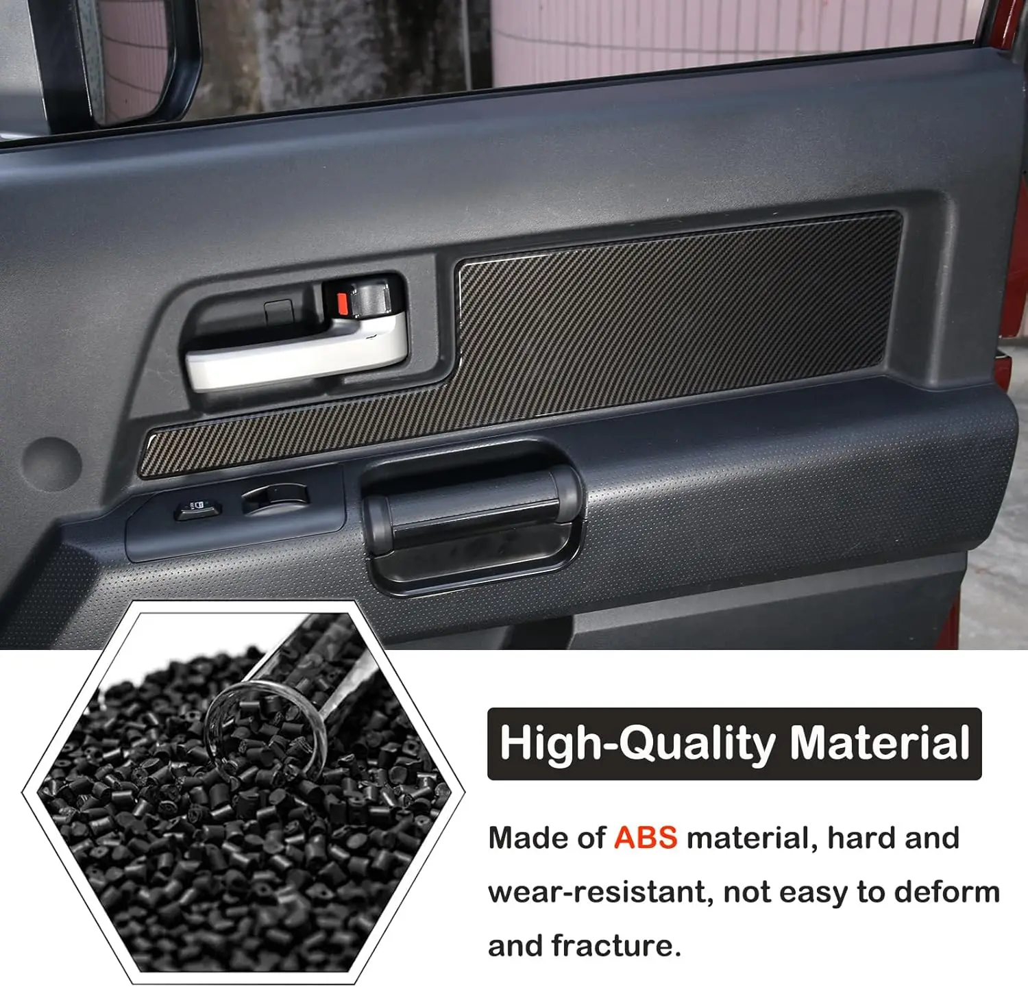 ABS Carbon Style Car Interior Door Panel Decorative Trim For Toyota FJ Cruiser 2007-2021 Door Center Cover Accessories Kit