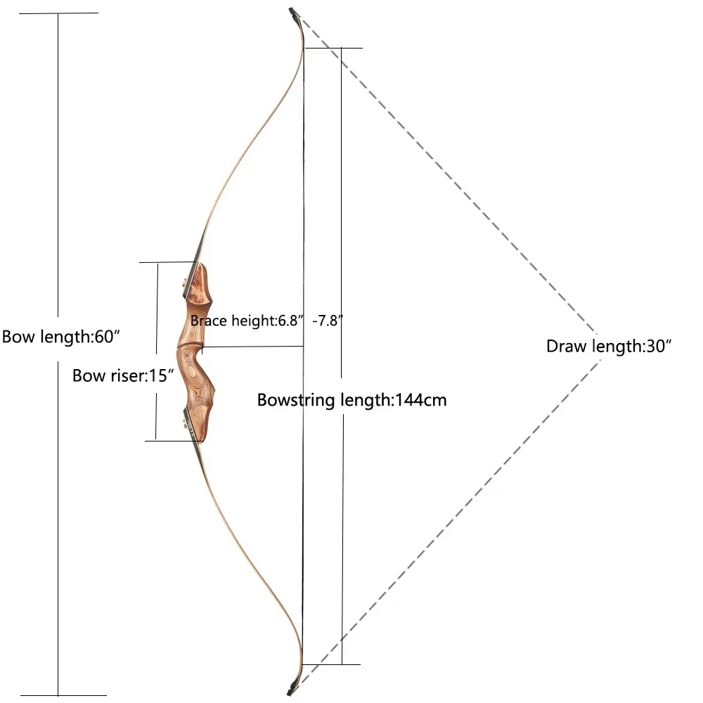 Toparchery 30-50lbs Archery Recurve Bow 60inch Right-handed Wooden Take-down Bow for Outdoor Shooting Hunting