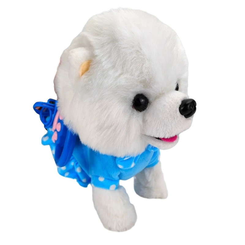 F1CB Walking Dog Plush Toy Toddler Crawling Learning Toy with Music Leash Rope Puppy Dog Toy Electronic Gift Boy Girl Favor