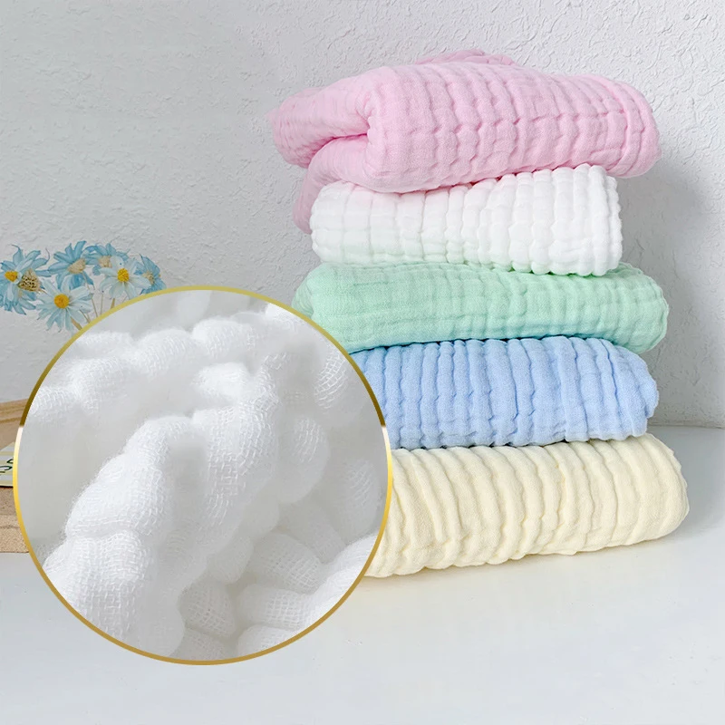 2pcs Baby Bath Towel handkerchief Infant Gauze Receiving Blanket Kid Swaddle Wrap Bedding Pure Cotton Bubble Muslin Blanket