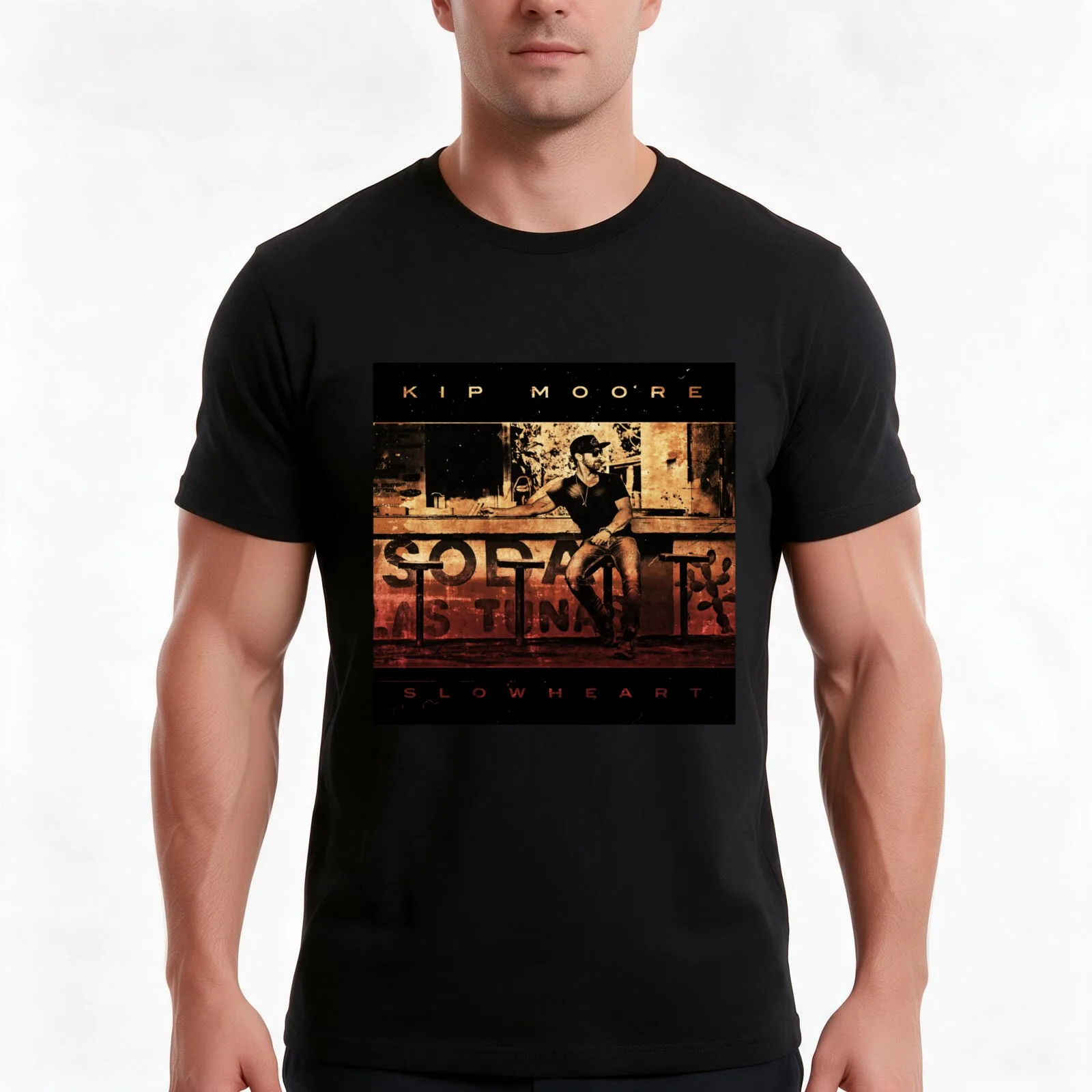 kip moore slowheart tour T-Shirt, Summer Casual Cotton Tee, Oversized Streetwear Tops, Vintage Graphic Print, Unisex Men Women