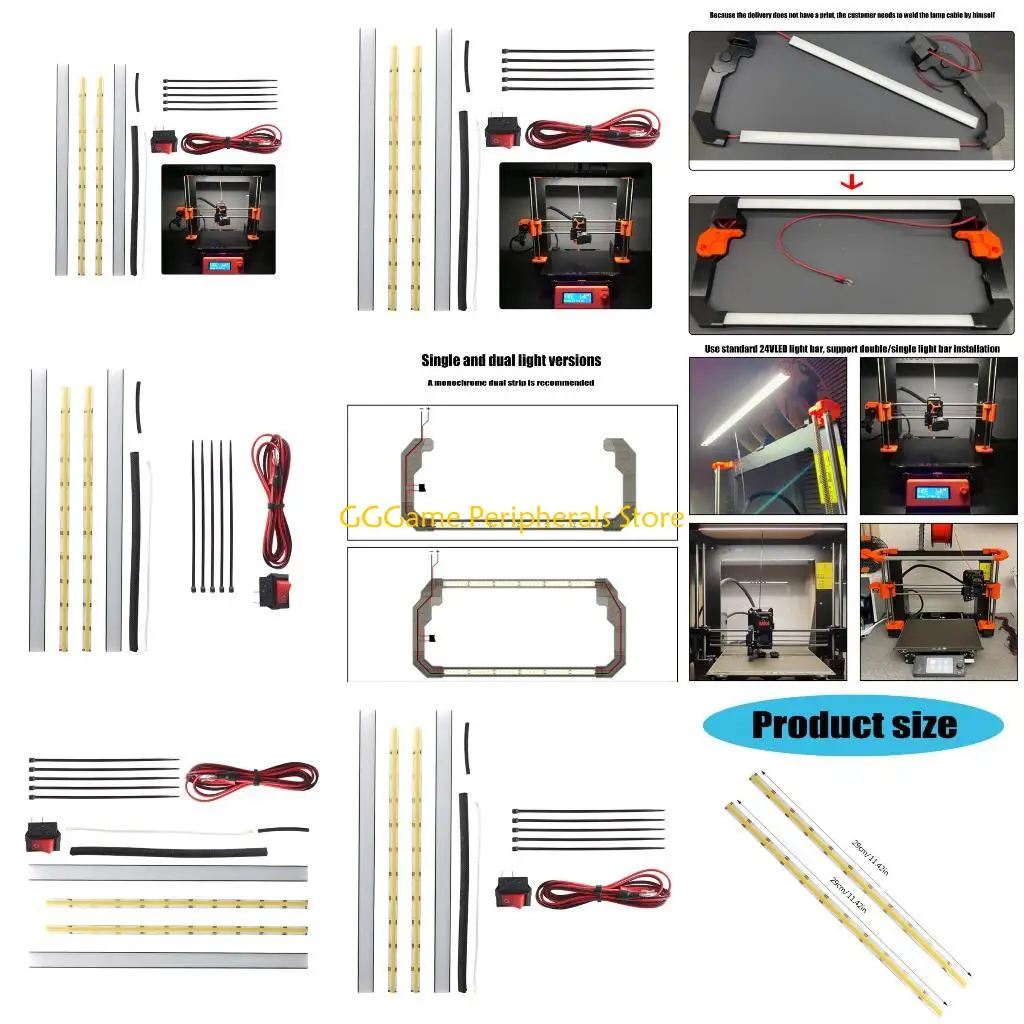 

U55B 3D Printer LED Lighting Strips Double White/Yellow for MK4 Brackets