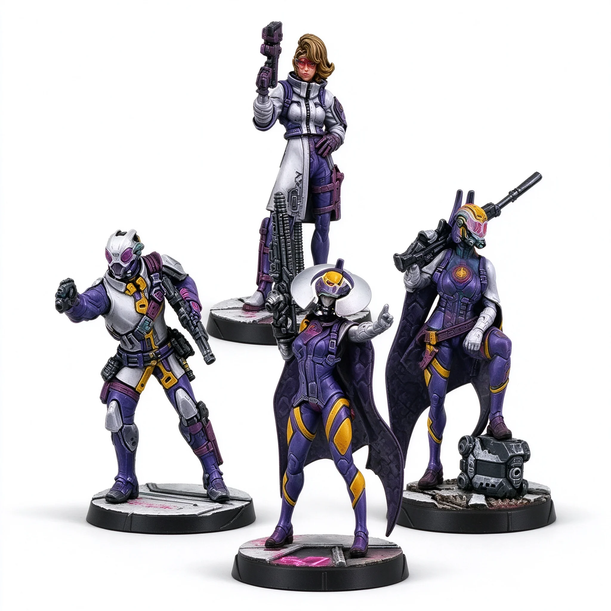 DIY Resin Casting Model Kit Unpainted Blank Figure For Custom Painting & Assembly  Purple Yellow Operators Resin GK Kit 4-Figure