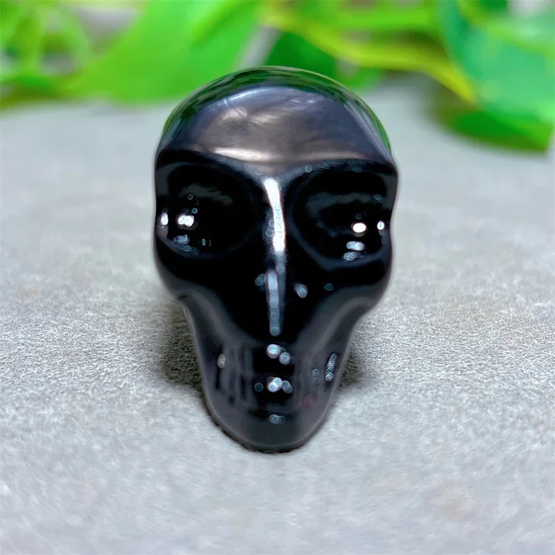 Bla Obsidian Extra-terrestrial Skull Crystal Natural Stone Quartz Stone Minerals Halloween Home Decoration Craft Gifts Energy