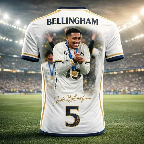 2026 Latest Bellingham 'Bernabeu Champion' Real Madrid T-shirt # 5 3D Printed for Men and Women Families