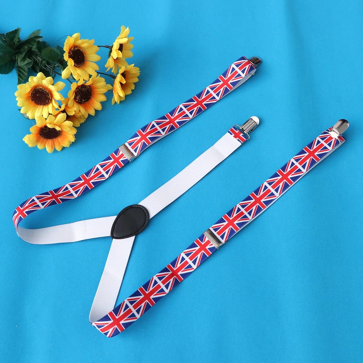 Suspensórios elásticos com estampa de bandeira do reino unido, suspensórios ajustáveis em forma de y, ajuste seguro para shorts jeans, calças, moda unissex elástica