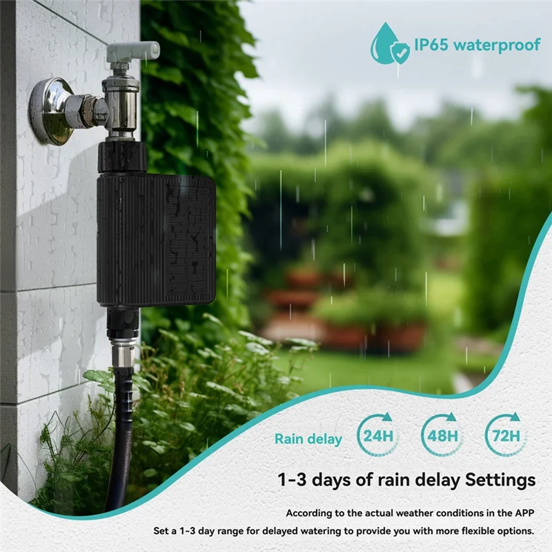 -A15I Tuya Válvula de água de irrigação cronometrada de água solar IP65 à prova d'água inclui detector de temperatura e umidade do solo Interface do Reino Unido