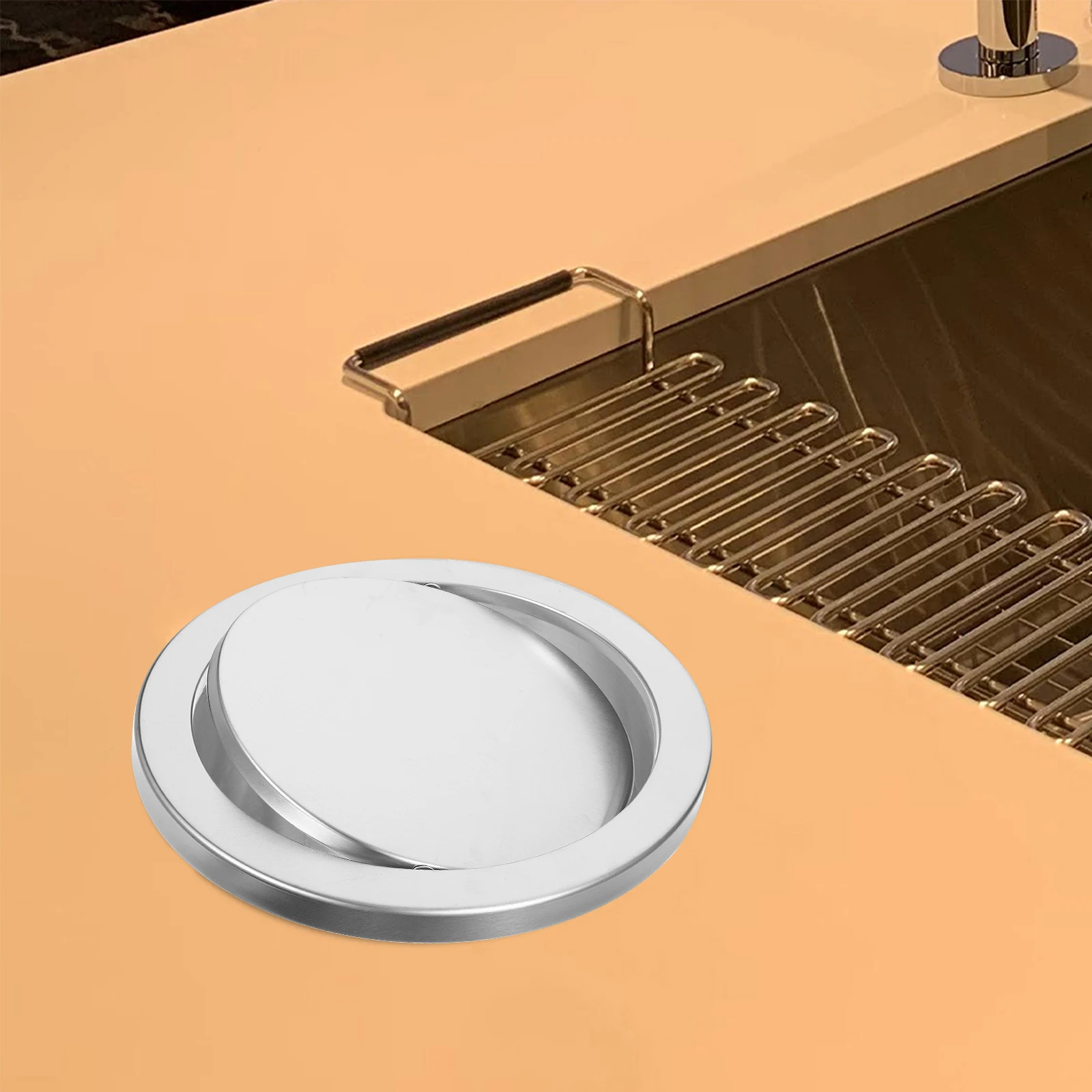 Tapa de cubo de basura de acero inoxidable, cubierta de cubo de basura estilo oscilante para lugares públicos, accesorios de residuos, pieza de repuesto