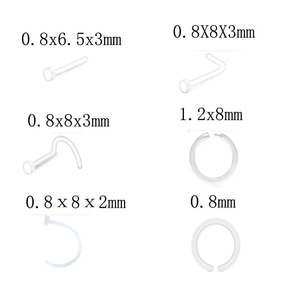 5/30pcs Set Clear Nose Rings Retainer Nose Hoop Stud Flexible Acrylic Earrings Piercing Retainer Kit for Work Surgery Acrylic