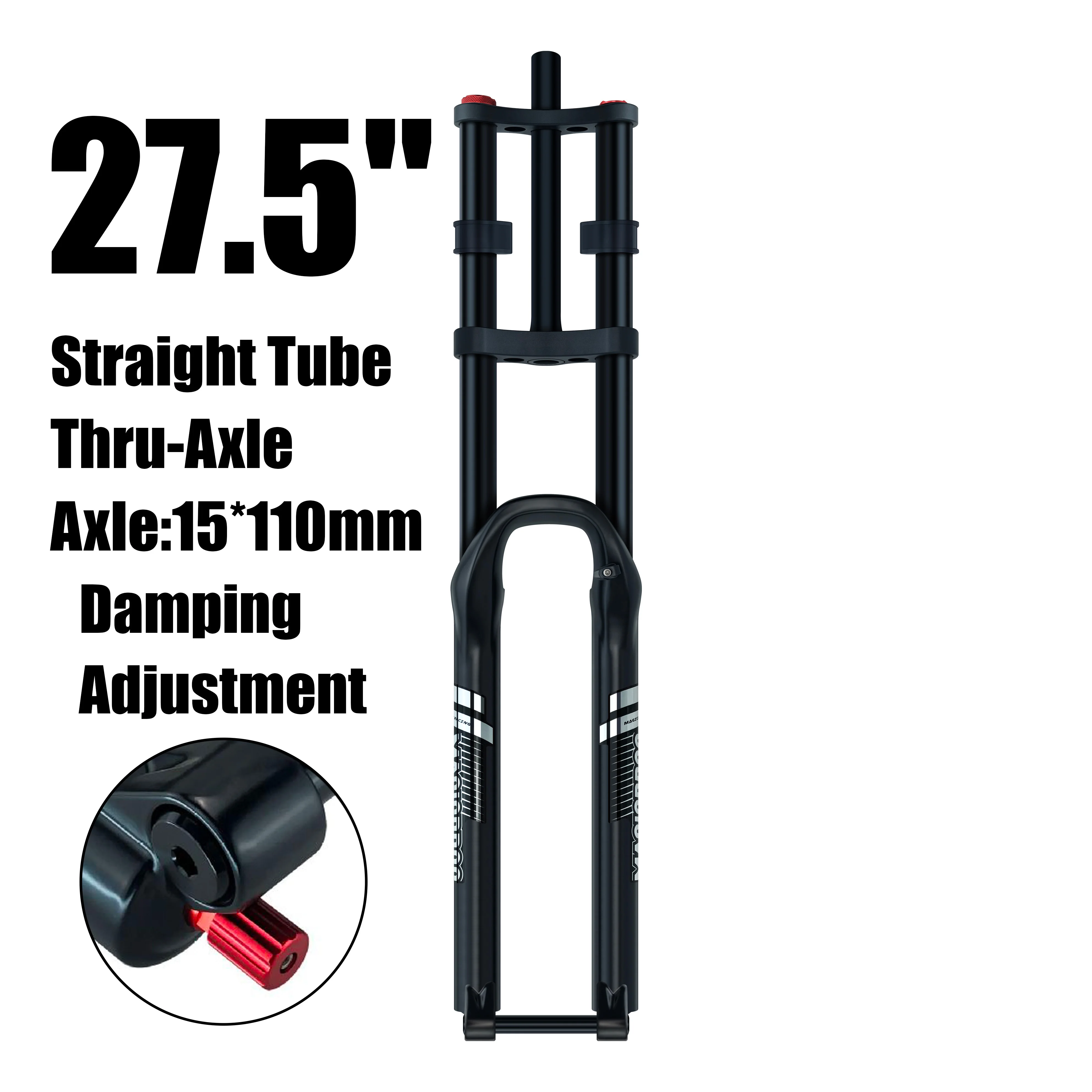 MAGICBROS Dubbele Schouder Luchtvering Vork Schijfrem 180MM Veerweg 15*100 / 110MM Elektrische E-Bike Mountainbike Lucht Vork - afbeelding 1