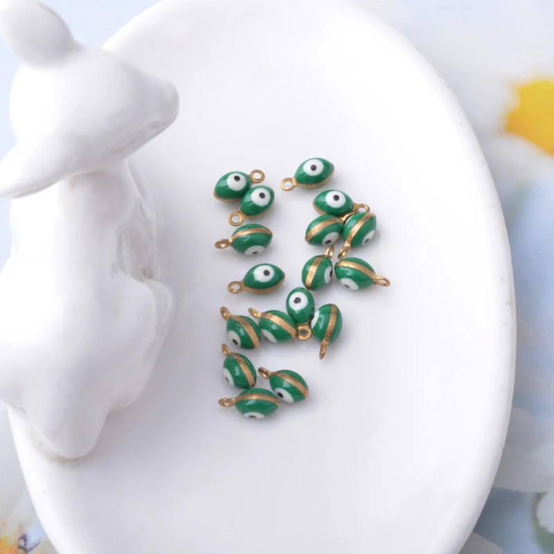 30 Stück doppelseitige Böses-Auge-Anhänger aus Kupfer mit Emaille, Mini-Anhänger für Armbänder, Halsketten, Ohrringe, Accessoires – Detail 12