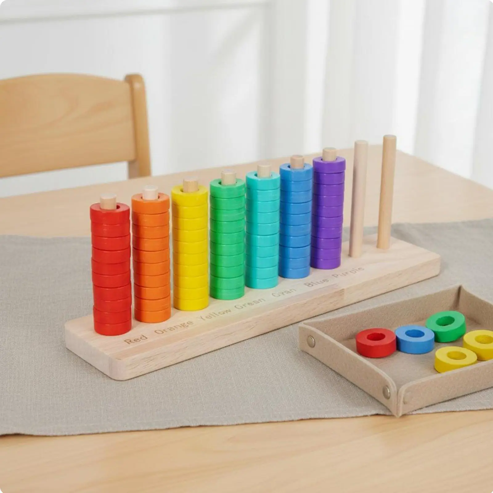 Children Stacking Rings Wooden Kids Puzzle Color Recognition Educational Toy for Interactive Classroom Play