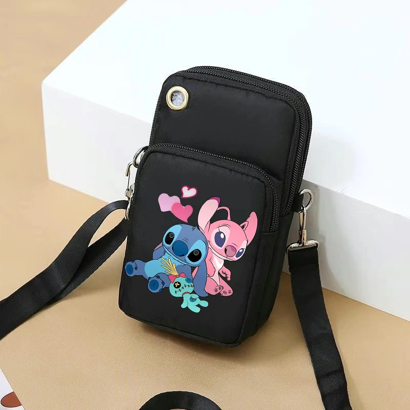 Disney Lilo&stitch Mobile Phone Crossbody Bags for Women Mini Square Shoulder Bag Cell Phone Pouch Headphone Plug Layer Wallet