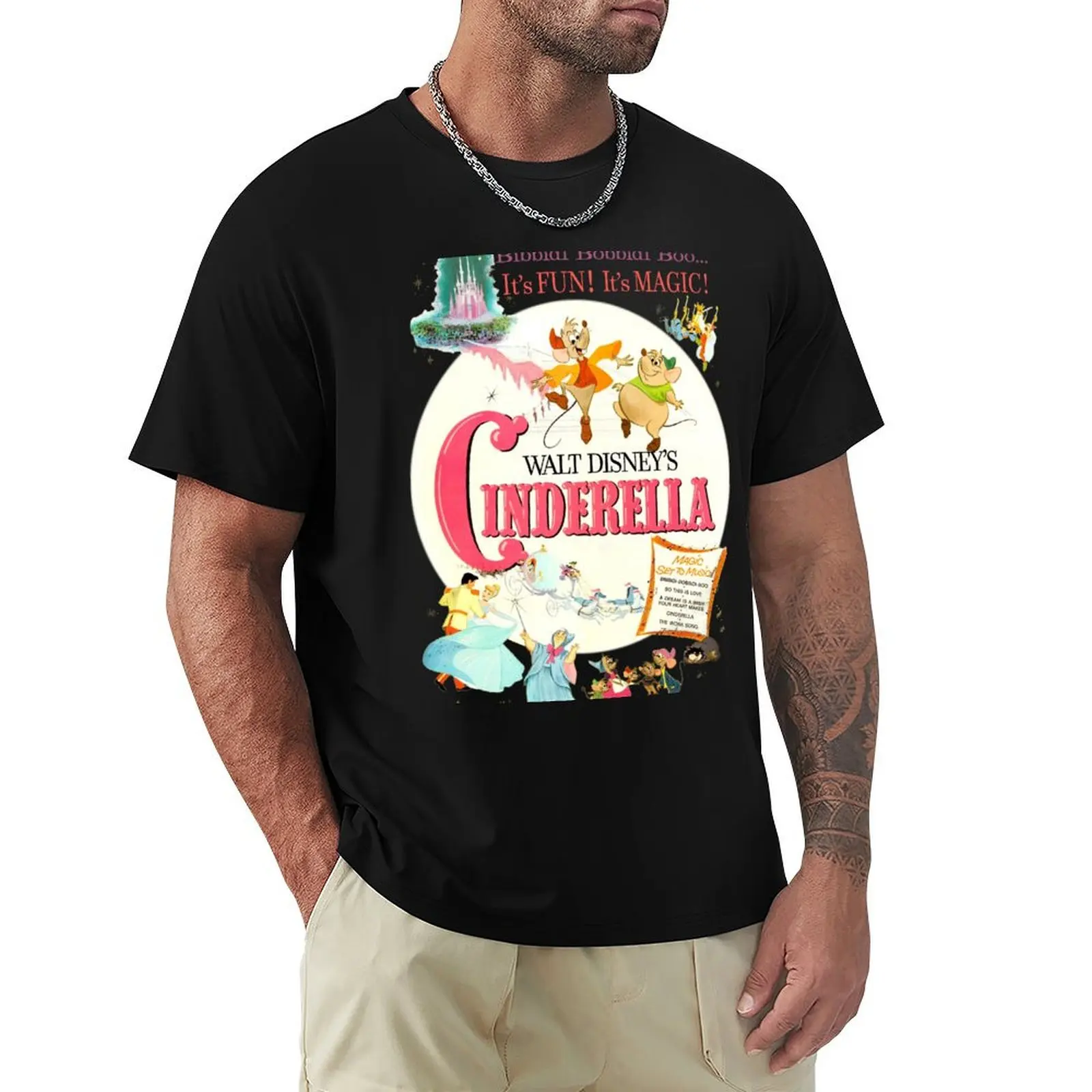 Cinderella - Vintage Poster T-shirt funnys Blouse animal prinfor boys Men's t-shirts