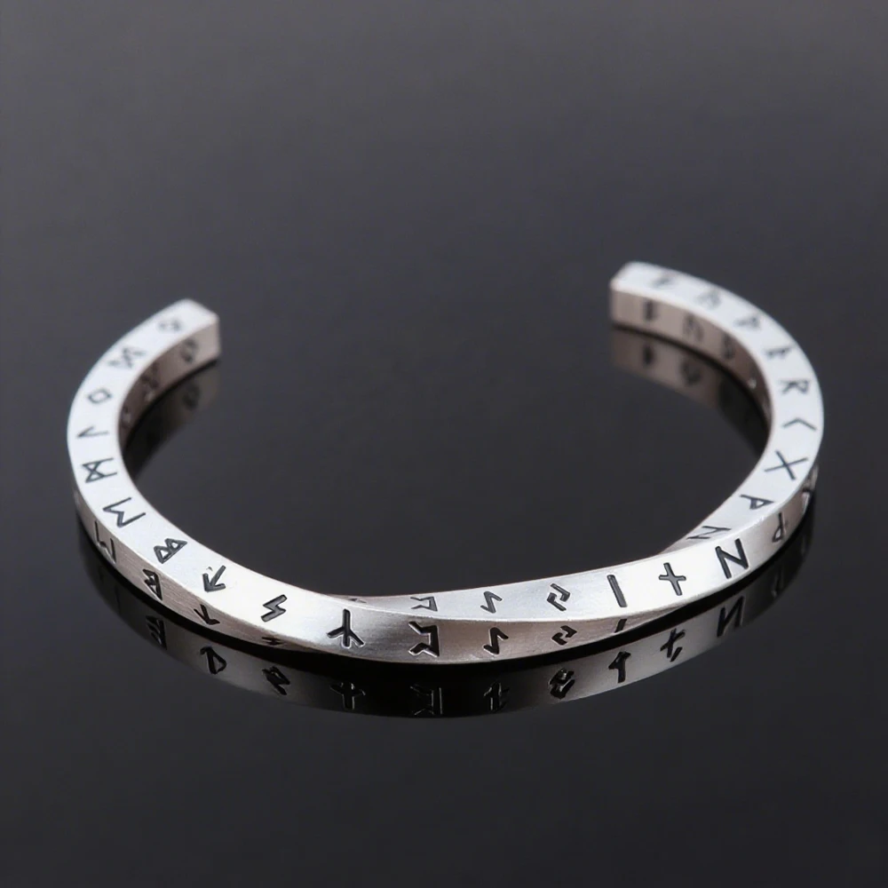 Fashion Mobius C-Shaped Bracelet For Men Women 316L Stainless Steel Nordic Vikings Letter Bracelets Party Jewelry Gift Wholesale