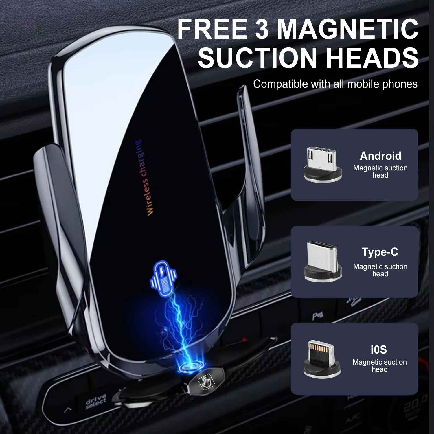 Car Induction Charger Holder For Phone Magnetic Wireless Chargers Car Phone Holder for iPhone and All Qi Enable Android