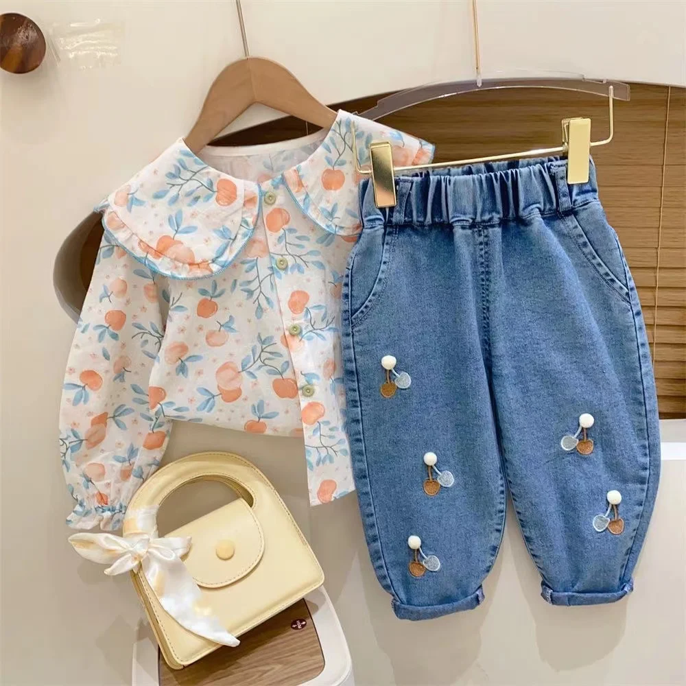 Girls Jeans Spring And Autumn 2024 New Girls Fashionable Middle School Children's Loose Casual Pants Wearing Long Pants Outside