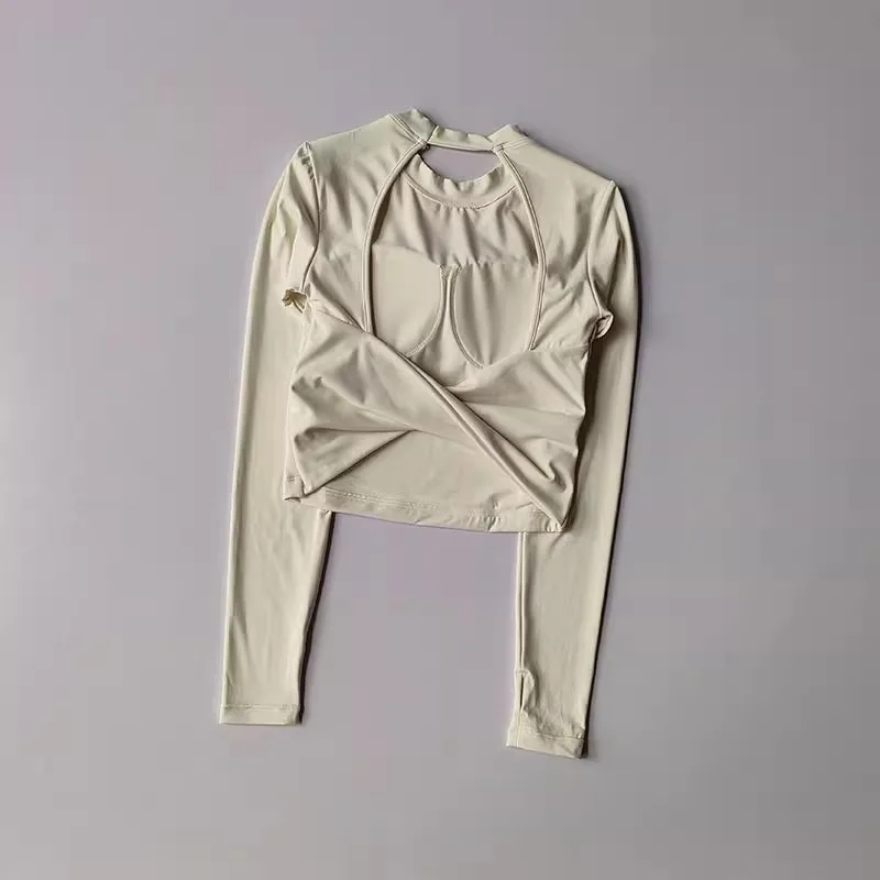 Sexy korte rugloze vaste borstpad sport T-shirt vest dames nauwsluitende sneldrogende afslankende yogapak topkleding