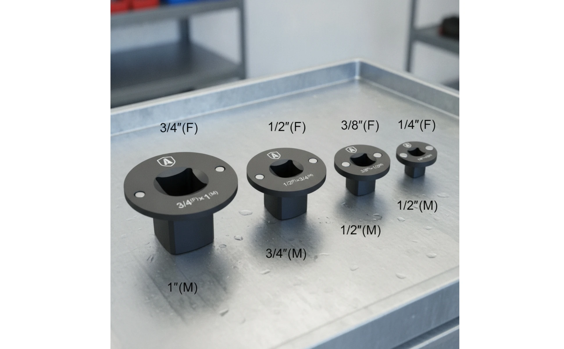 4 Pieces Low-Profile Socket Adapter Cr-Mo Steel Slimline Socket Adapter Drive Converter Flanged Top 4 Pieces Low-Profile Socket Adapter Cr-Mo Steel Slimline Socket Adapter Drive Converter Flanged Top