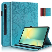 Funda para Samsung Tab S10 FE, Funda de 10,9 pulgadas con tapa tipo billetera de cuero con árbol en relieve para galaxy tab s10 fe sm-x520 x526b