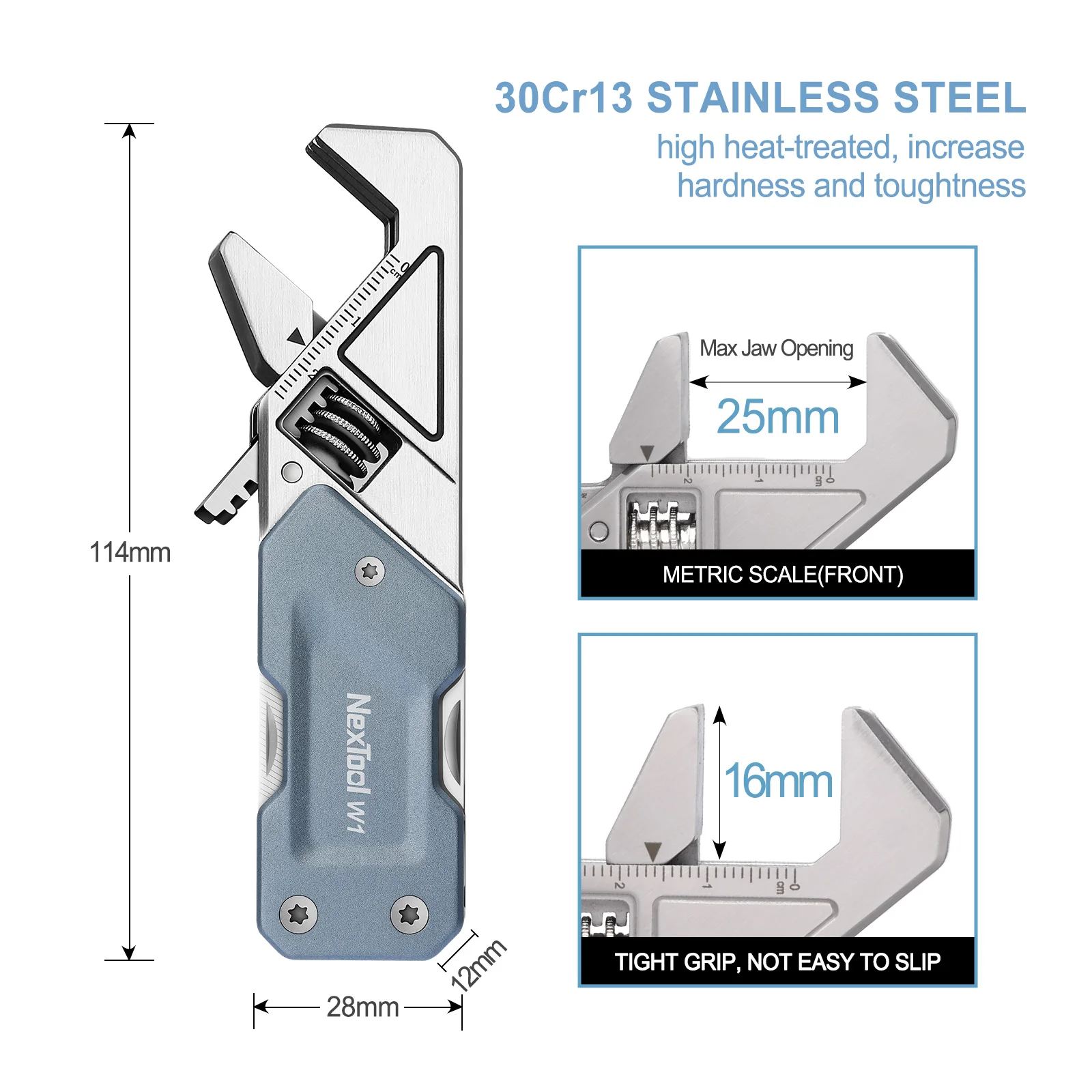 NexTool Wrench W1 Multitool Verstellbarer Schraubenschlüssel 6-in-1 EDC Taschenwerkzeug Klappbarer Schraubendreher Feile Outdoor-Fahrradreparatur Handwerkzeuge – Detail 6